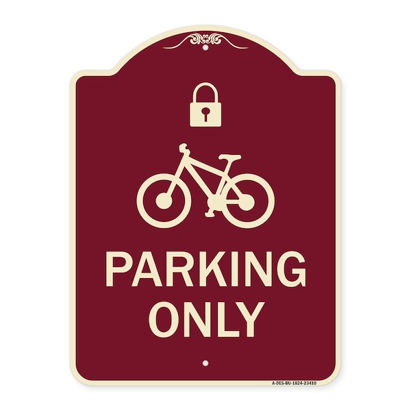Signmission Parking With Cycle and Lock Symbol Heavy-Gauge Aluminum Architectural Sign, 24" x 18", BU-1824-23410 A-DES-BU-1824-23410 - main